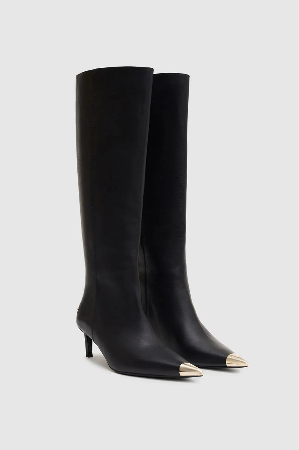 Tall Nina Boots with Metal Toe Cap in Black