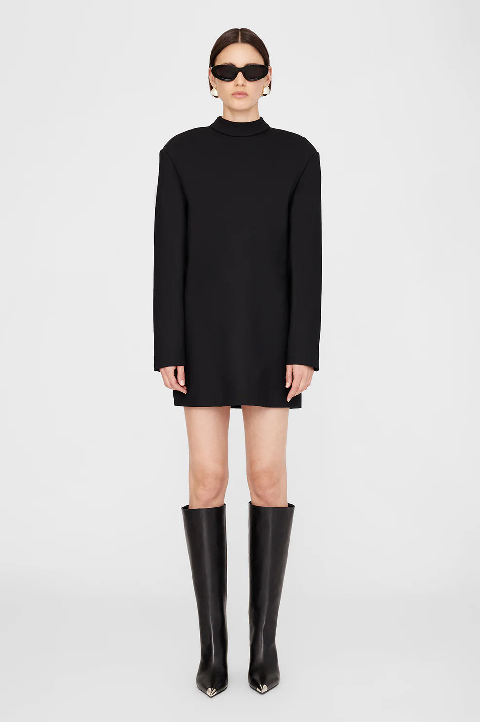 Tall Nina Boots with Metal Toe Cap in Black