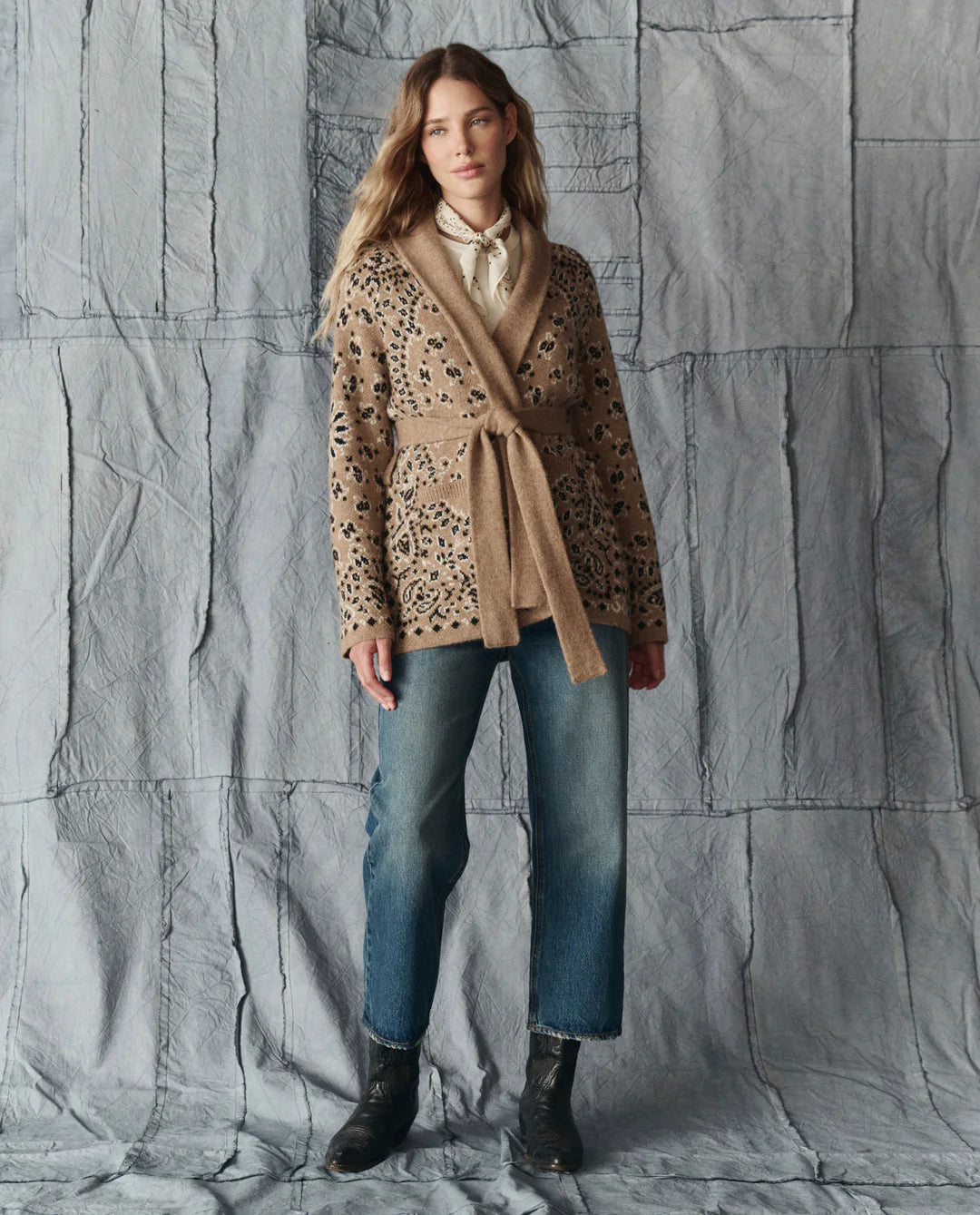 The Bandana Riding Cardigan. Camel