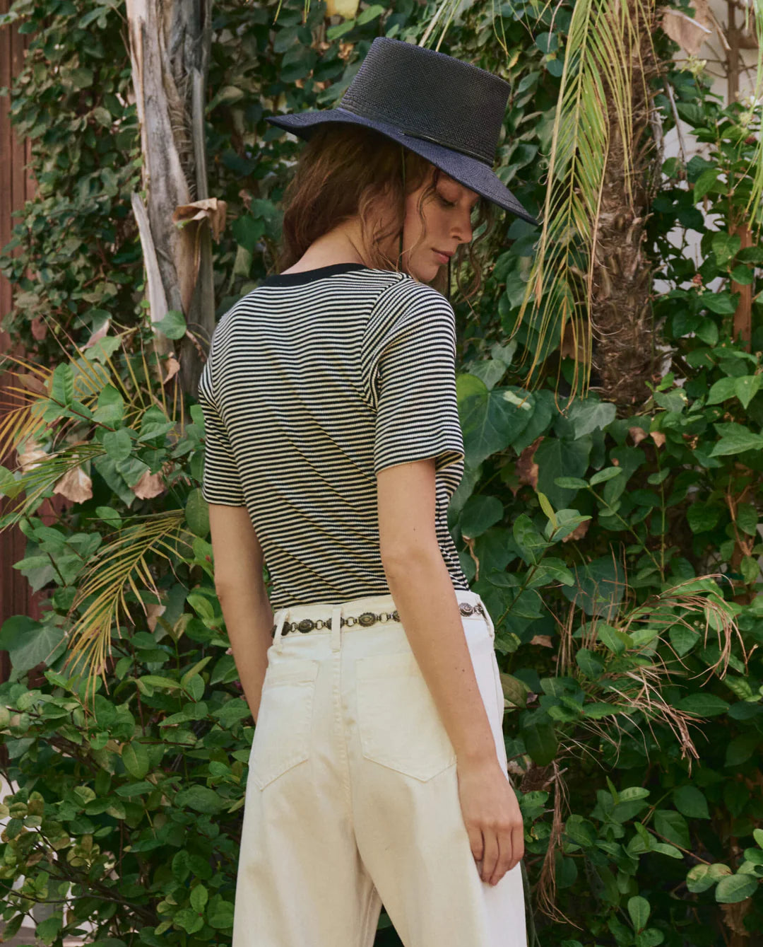 The Baseline Henley. Black & Cream Stripe