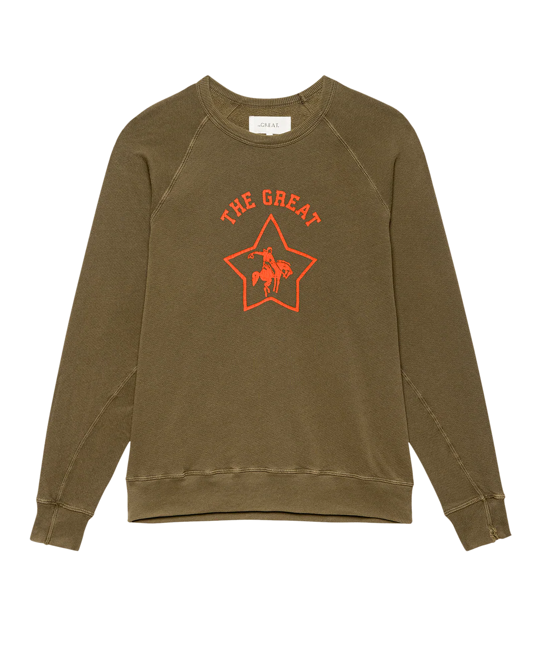 The College Sweatshirt. Dark Army with Rodeo Star Graphic