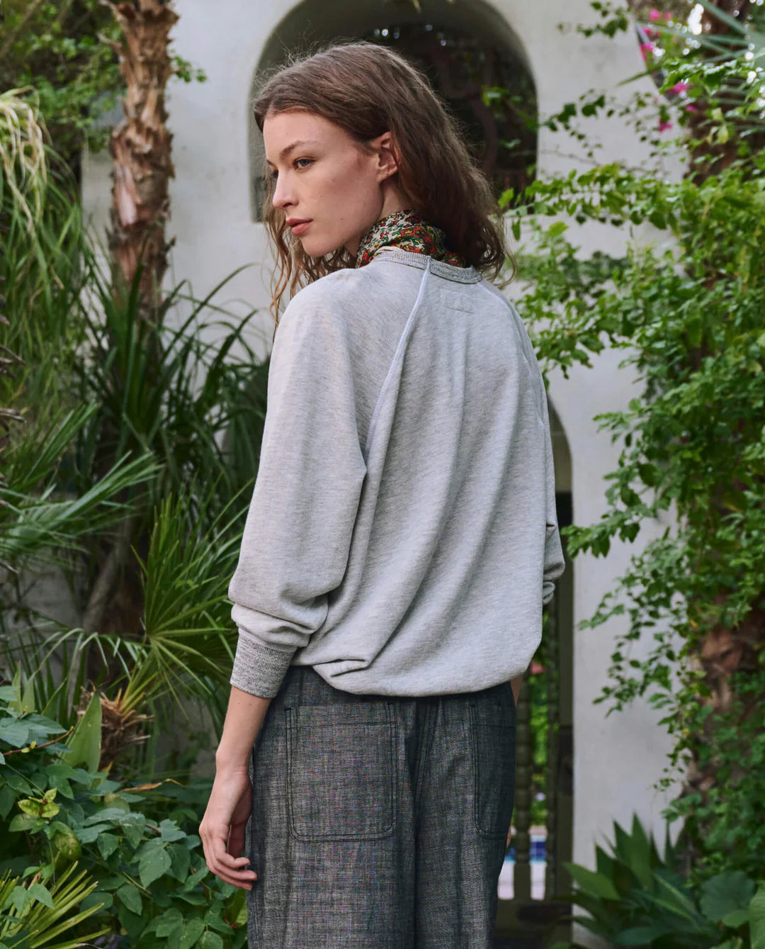 The College Sweatshirt with Running Horses. Soft Heather Grey