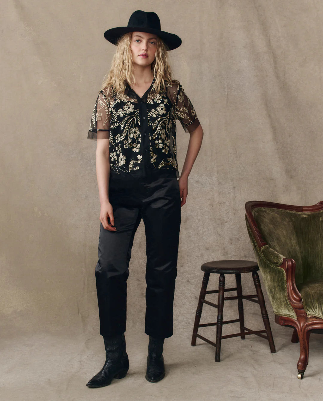 The Cotillion Top. Brocade Floral