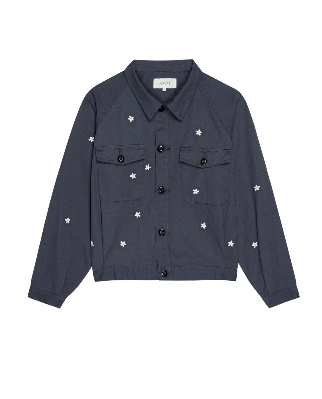 The Garage Jacket with Daisy Embroidery. Slate
