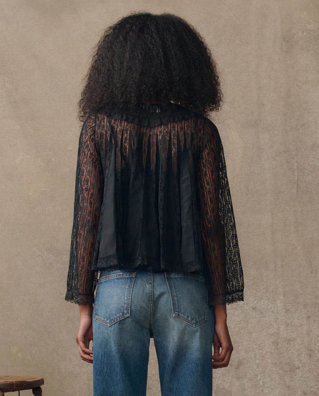 The Keepsake Lace Collared Shirt. Black
