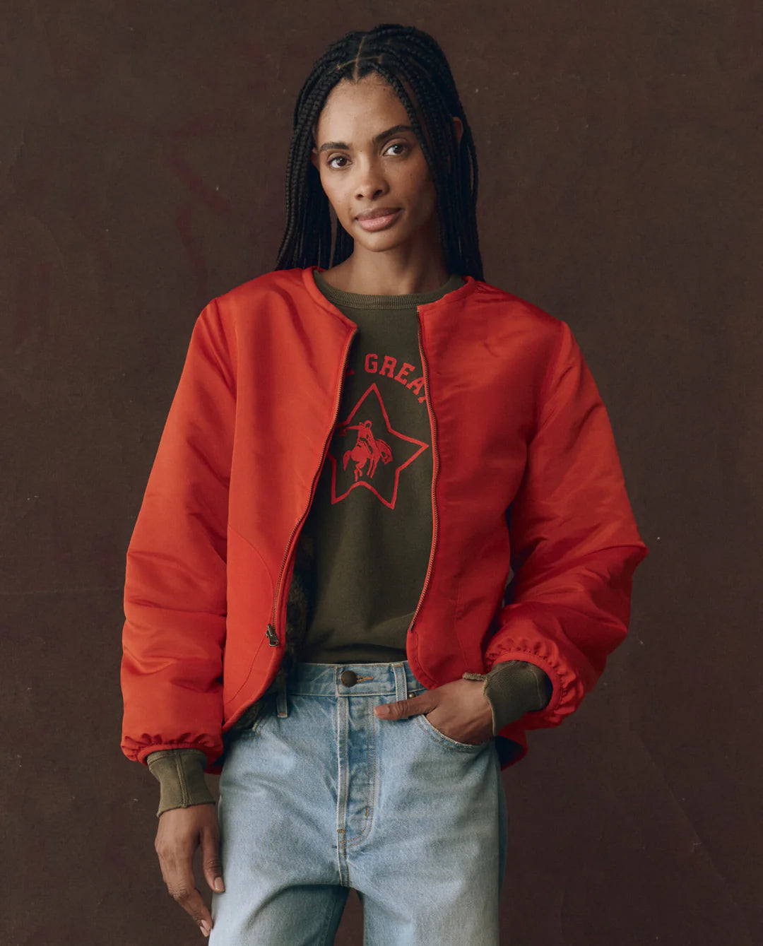The Reversible Plush Bomber. Camo and Hot Red