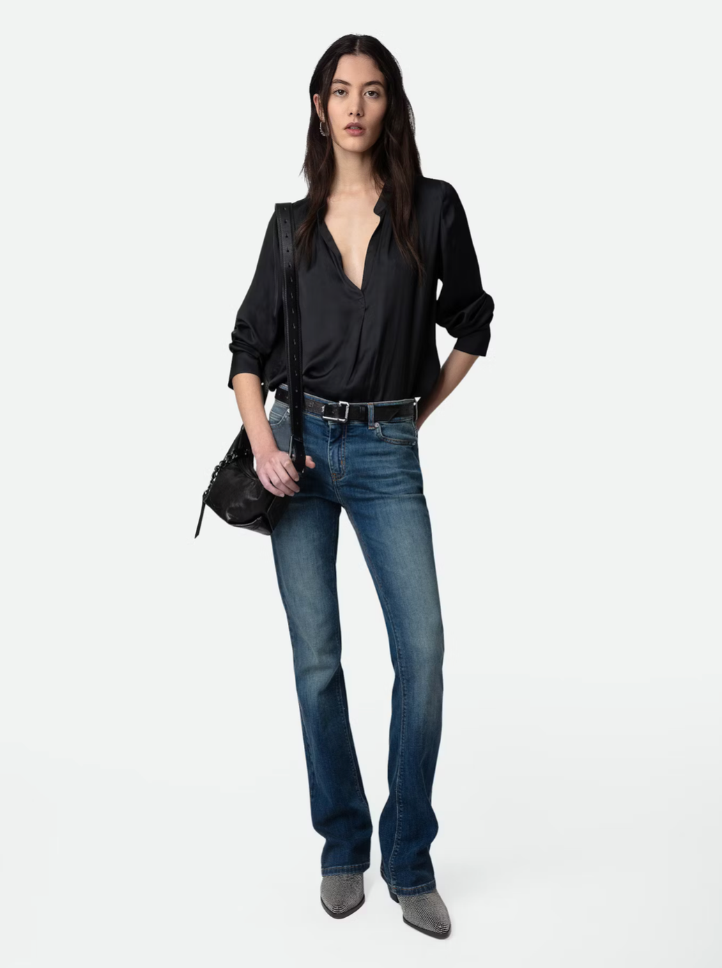 Tink Satin Blouse in Noir