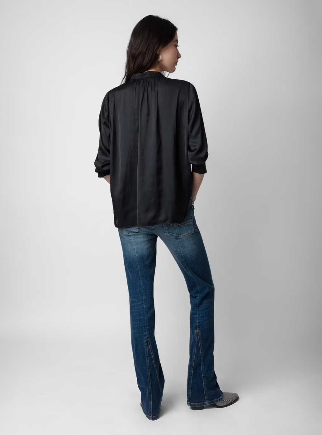 Tink Satin Blouse in Noir