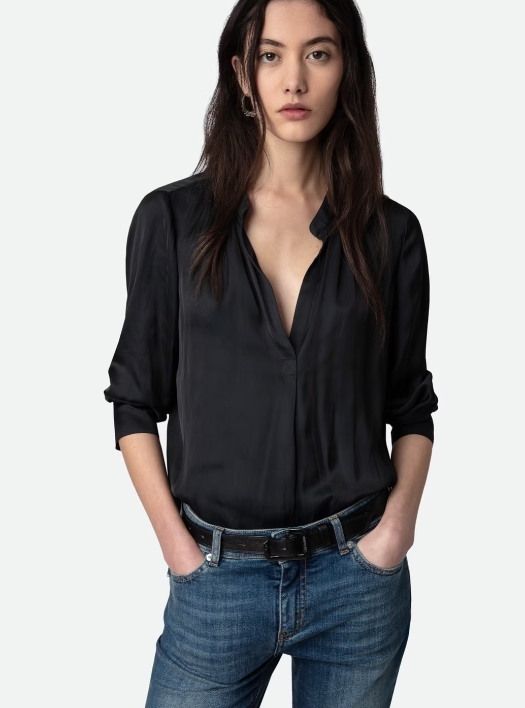 Tink Satin Blouse in Noir