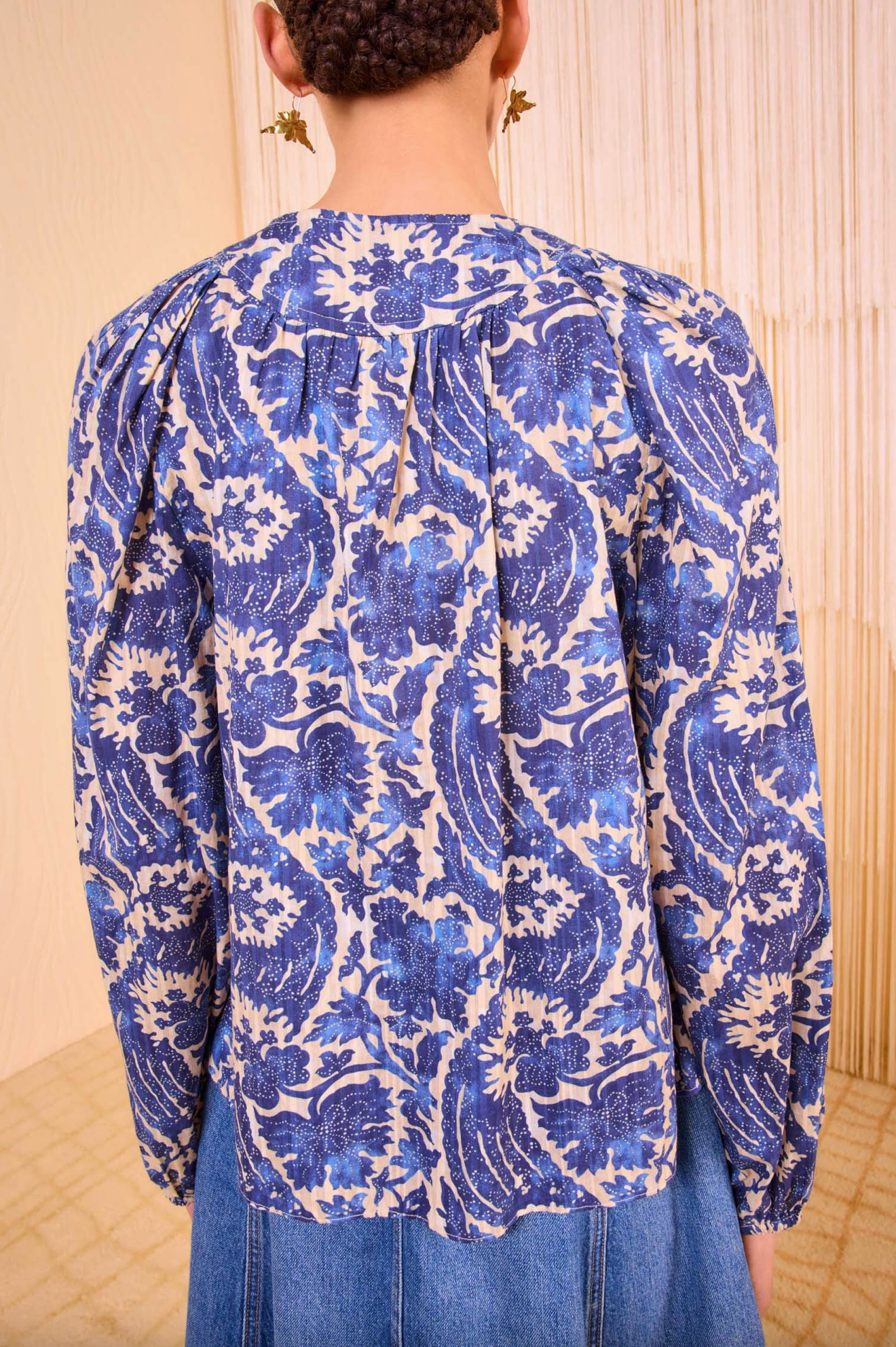 Brea Long Sleeve Blouse in Ocean