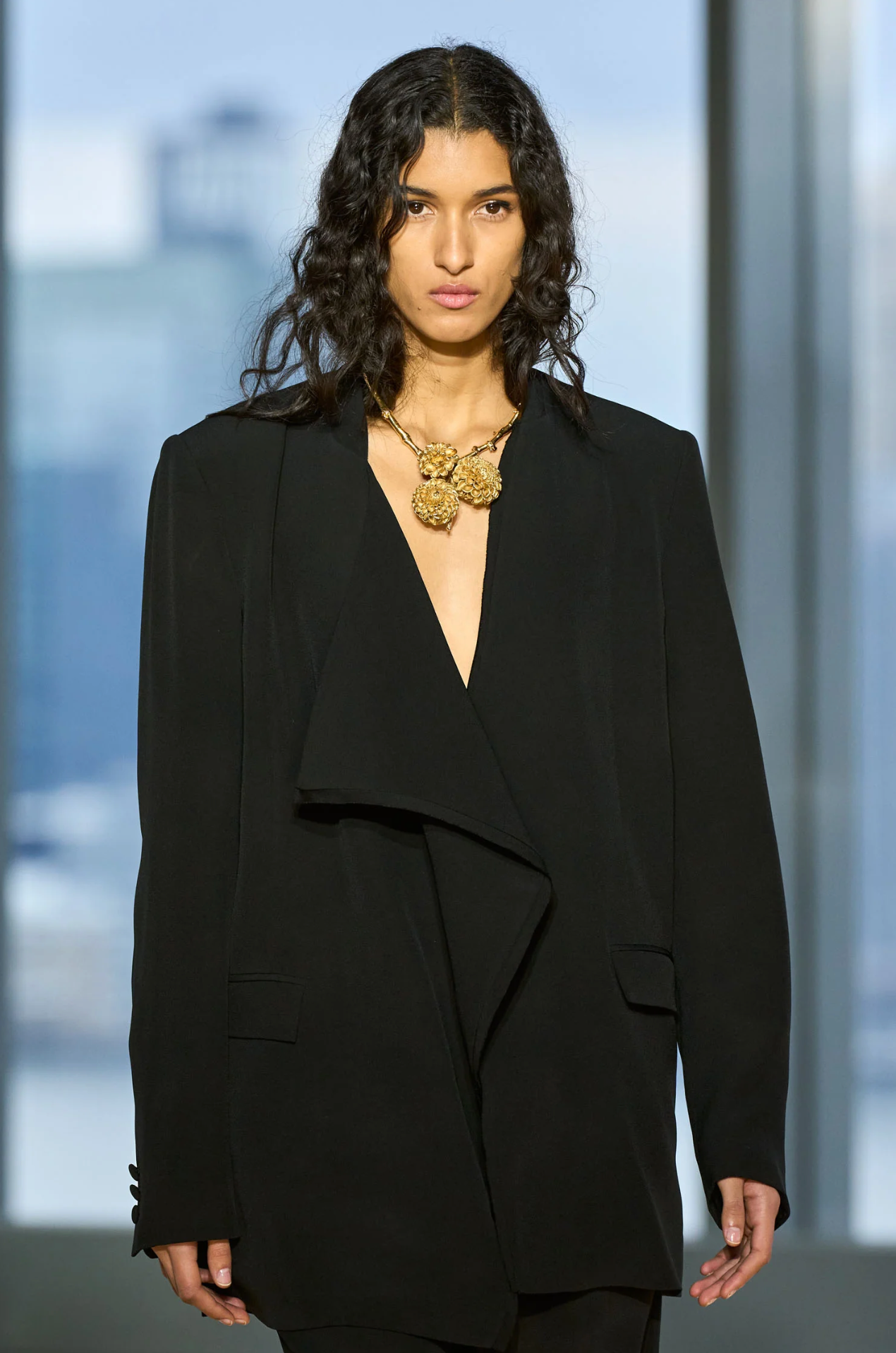 Elea Draped Front Jacket in Noir