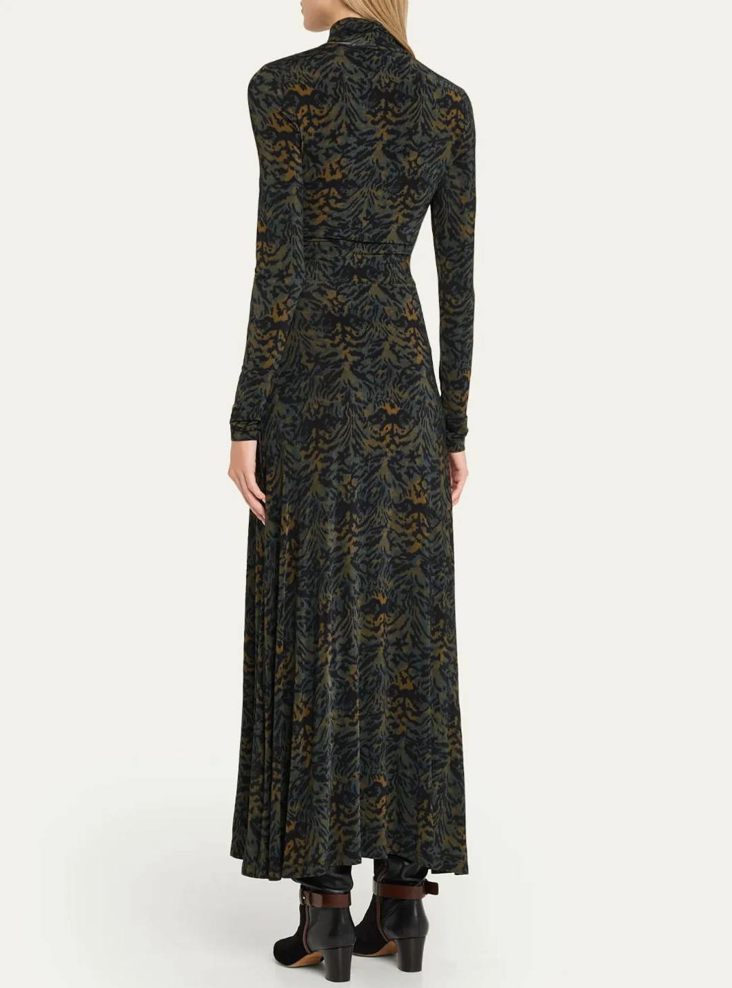 Koa Jersey Ruched Front Turtleneck Dress in Desert Jasper