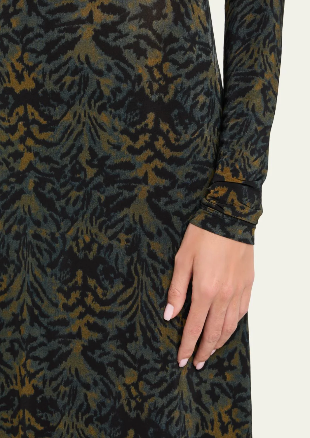 Koa Jersey Ruched Front Turtleneck Dress in Desert Jasper