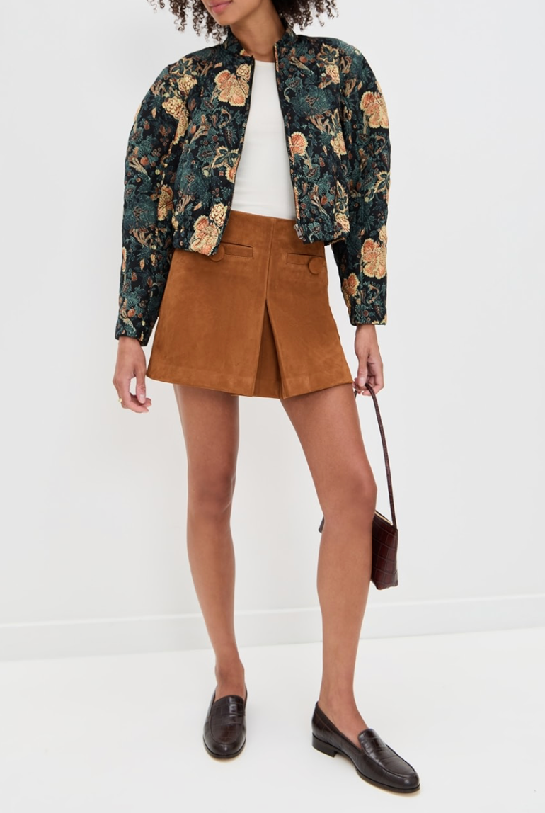 Lavinia Silk Quilted Bomber Jacket in Nuit