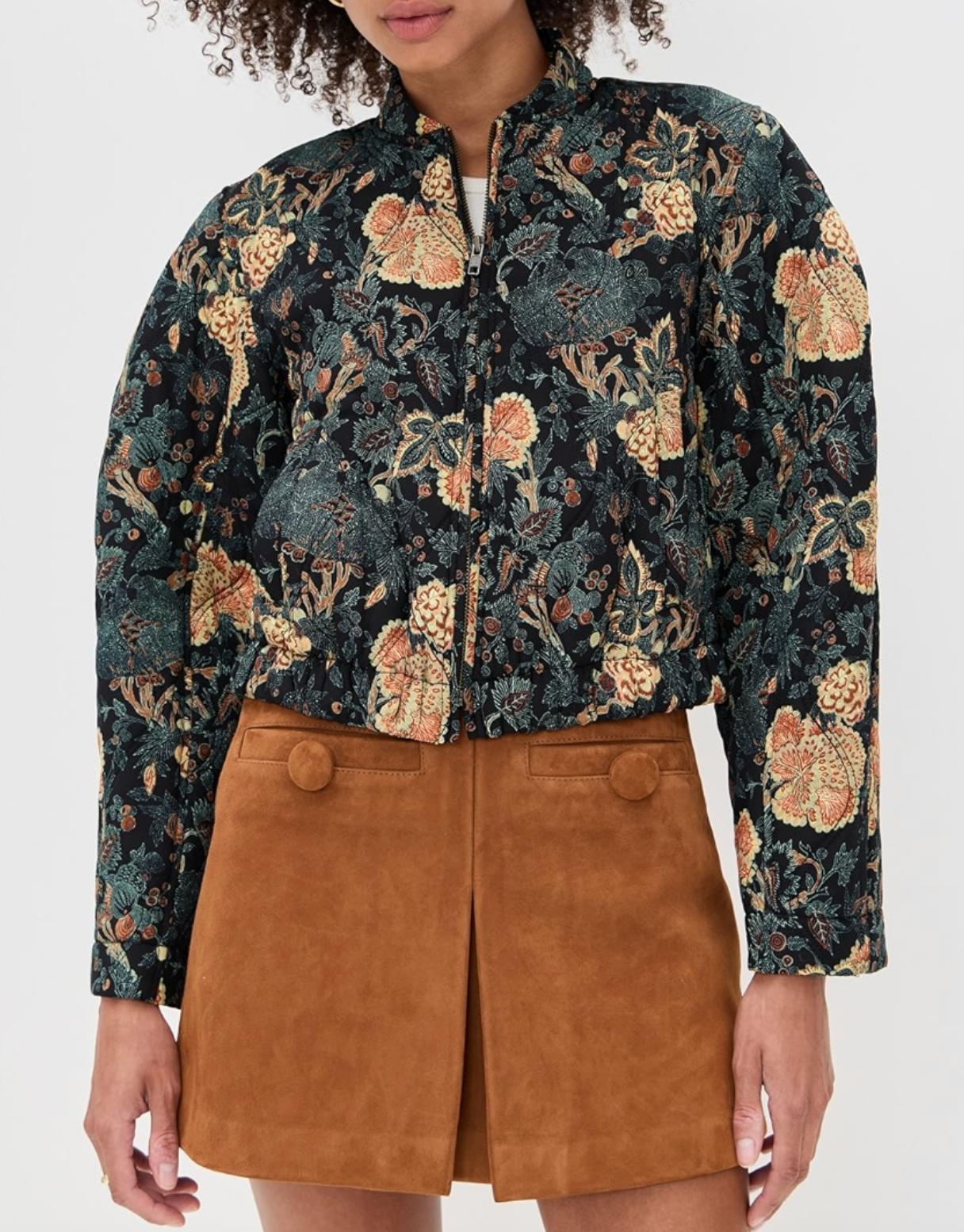 Lavinia Silk Quilted Bomber Jacket in Nuit