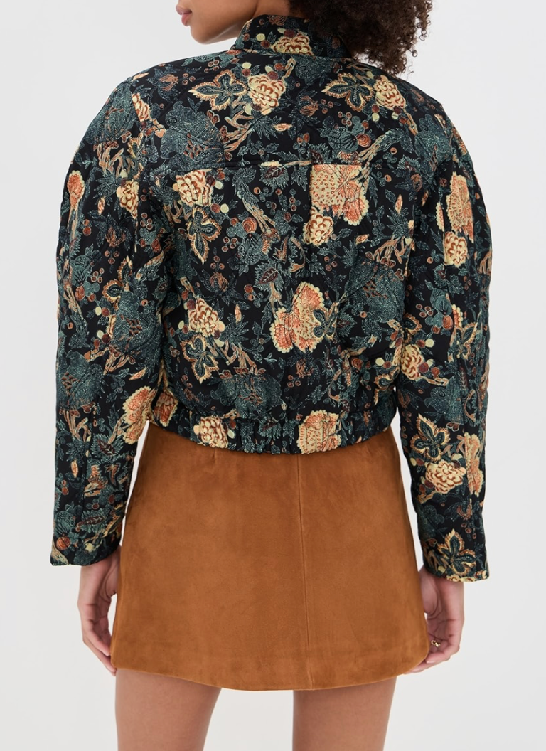 Lavinia Silk Quilted Bomber Jacket in Nuit