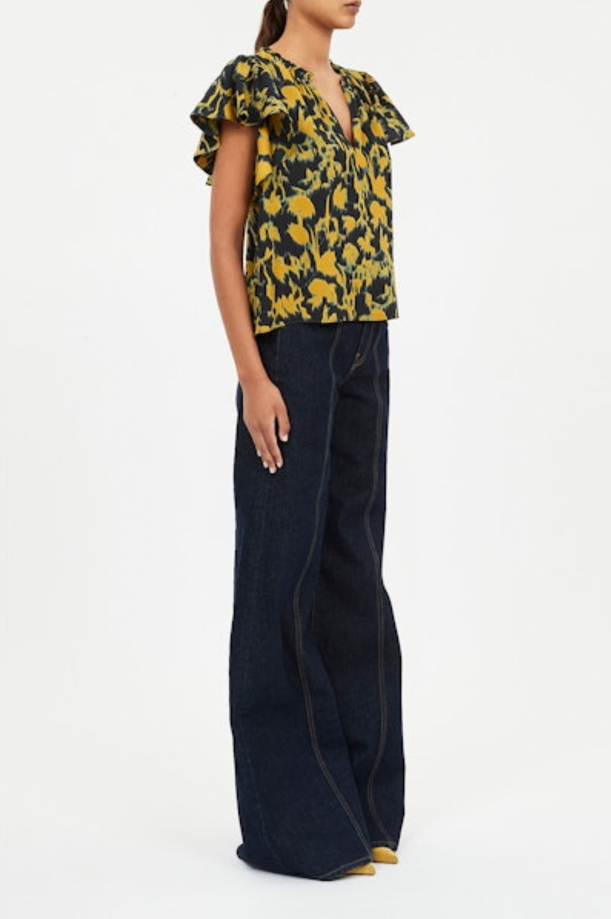 Lilo Flutter Sleeve Blouse in Verdite