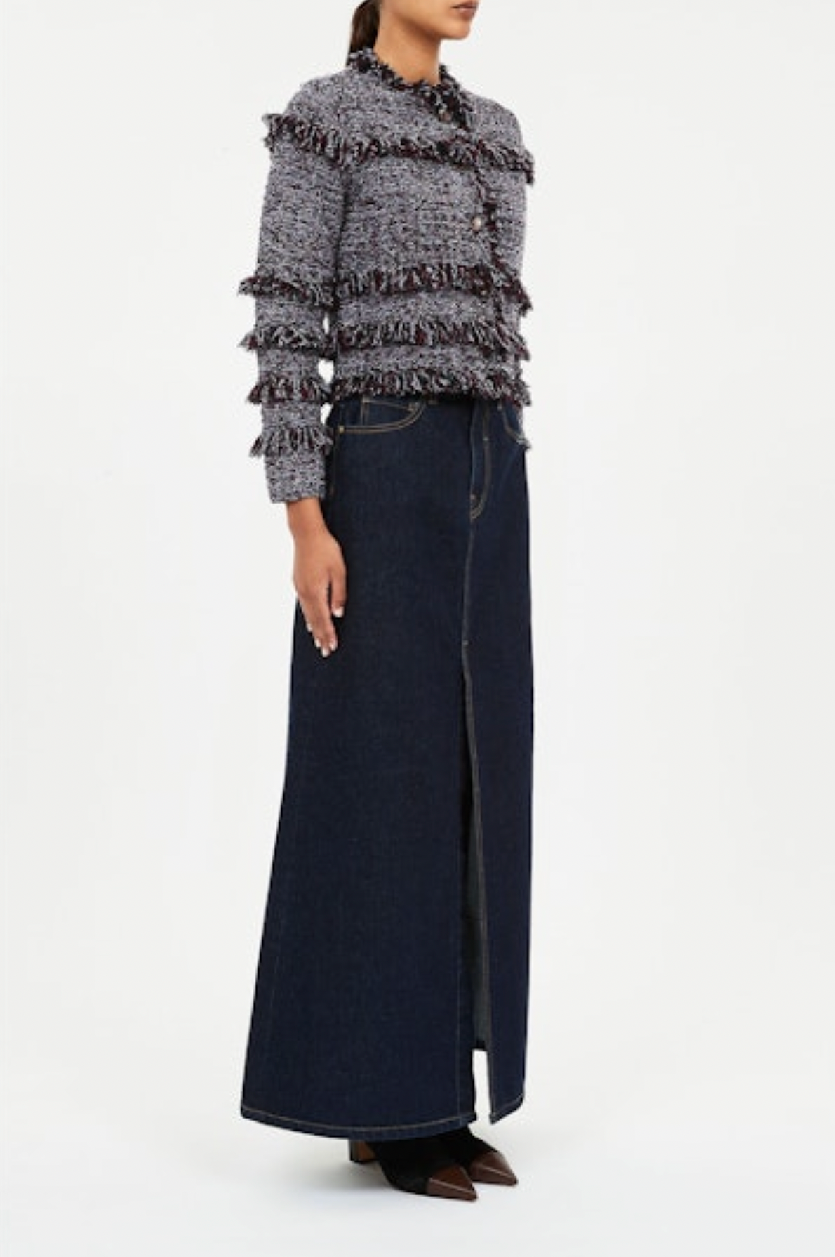 Gita Knit Tweed Jacket in Dewberry