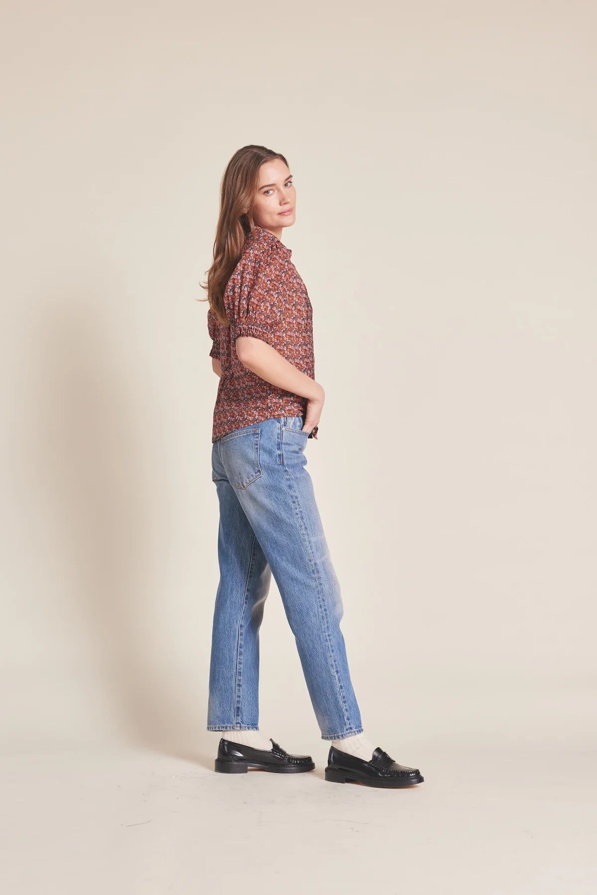Gemma Blouse in Cardinal Ditsy