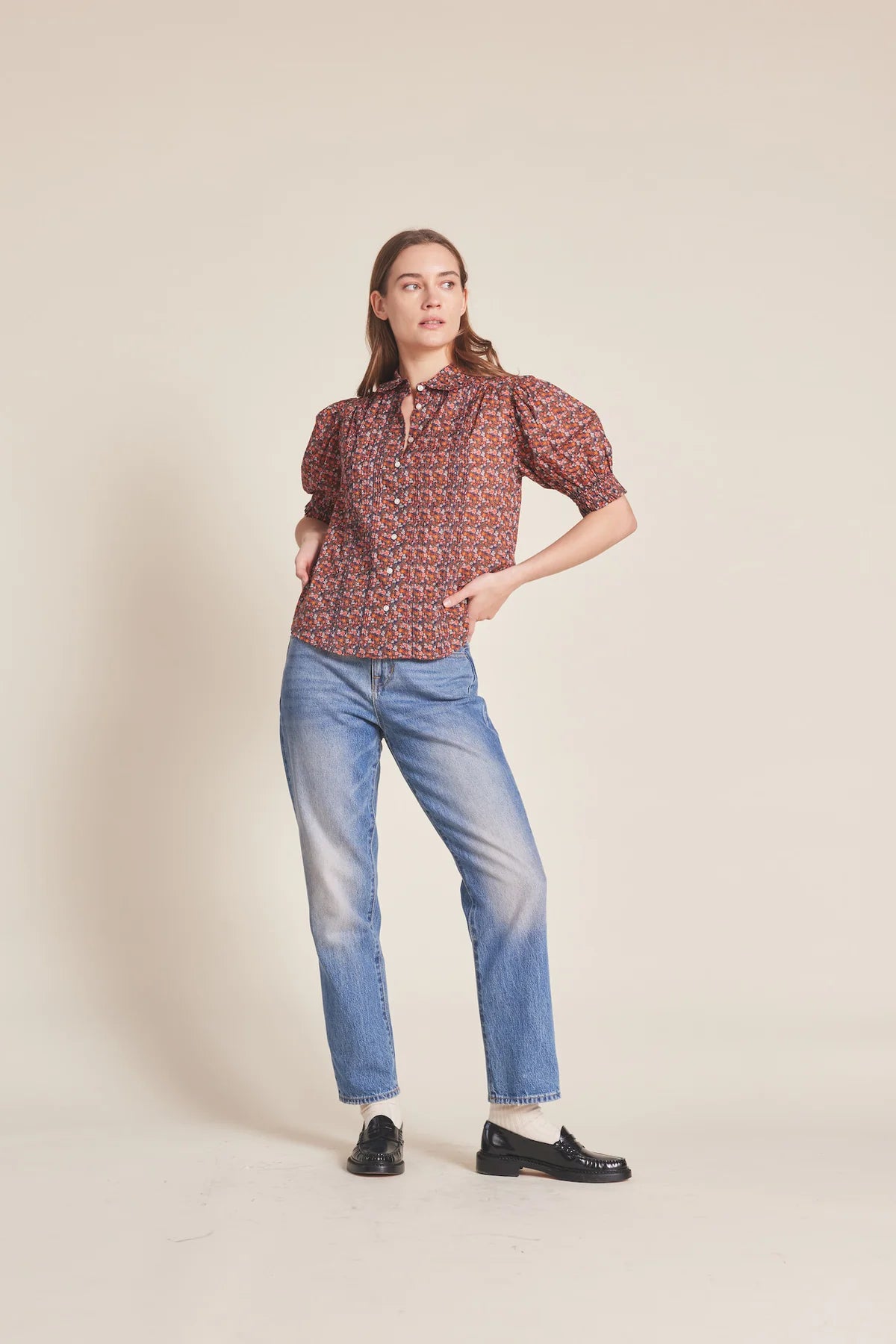 Gemma Blouse in Cardinal Ditsy