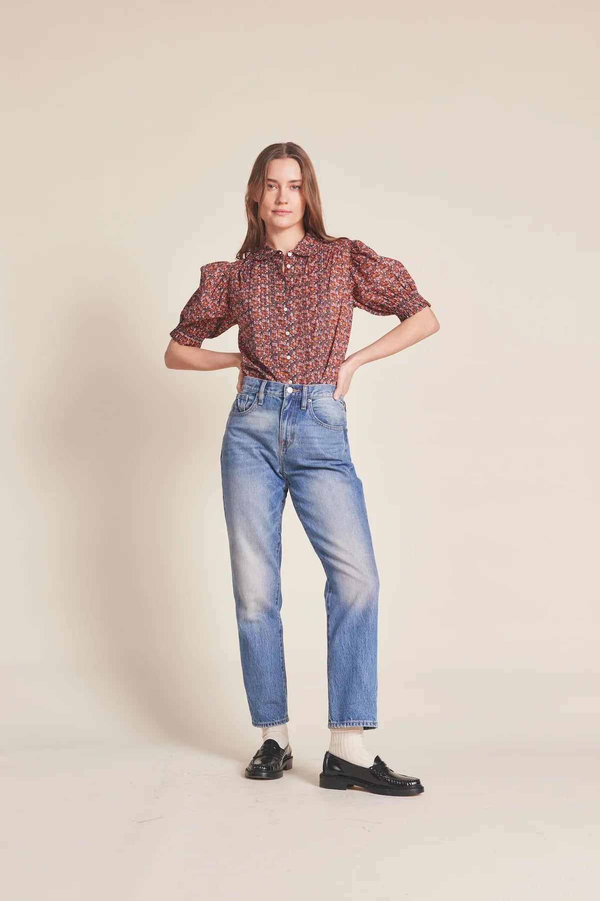 Gemma Blouse in Cardinal Ditsy
