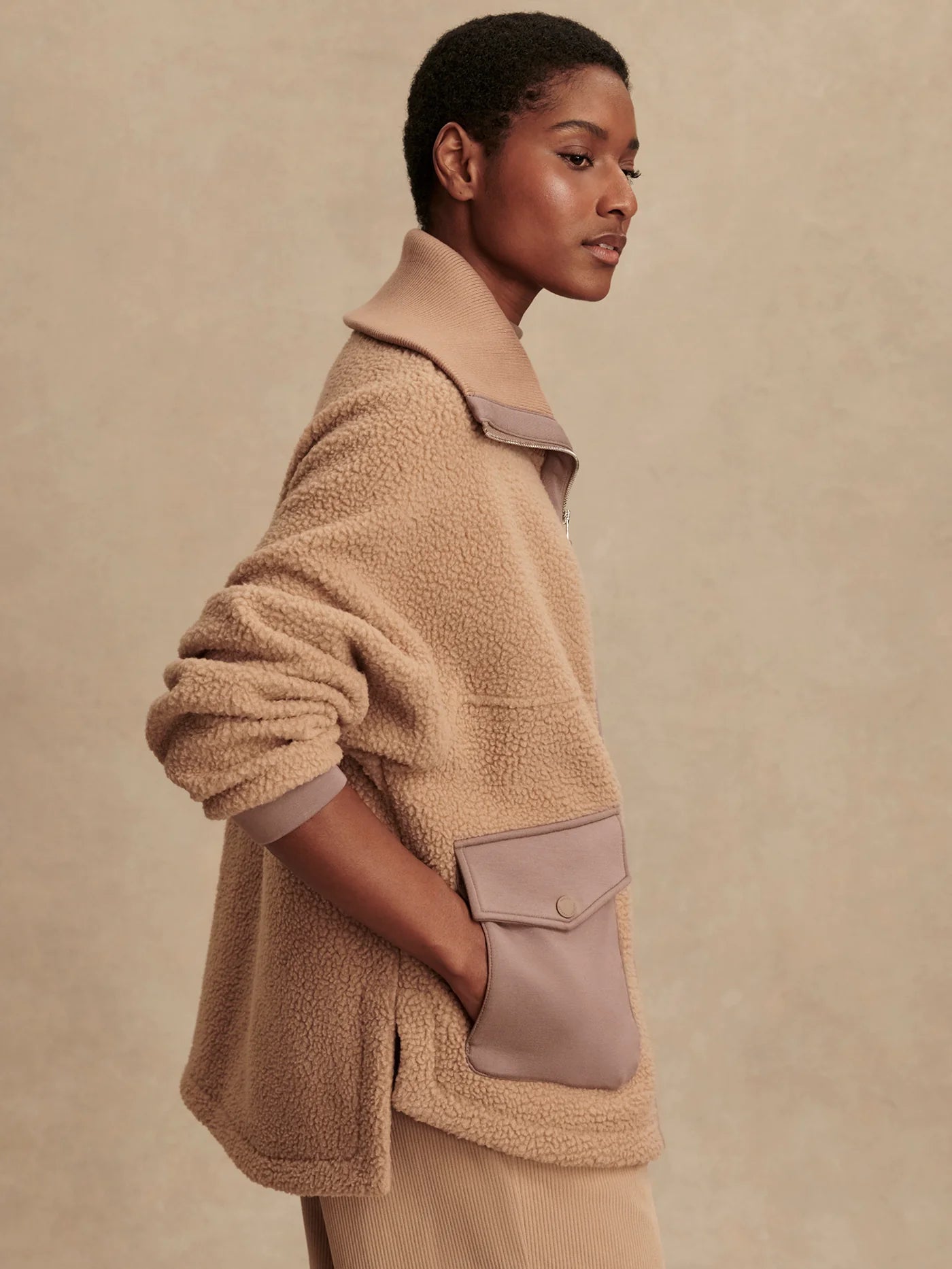 Eleanor Patch Pocket Fleece in Chanterelle