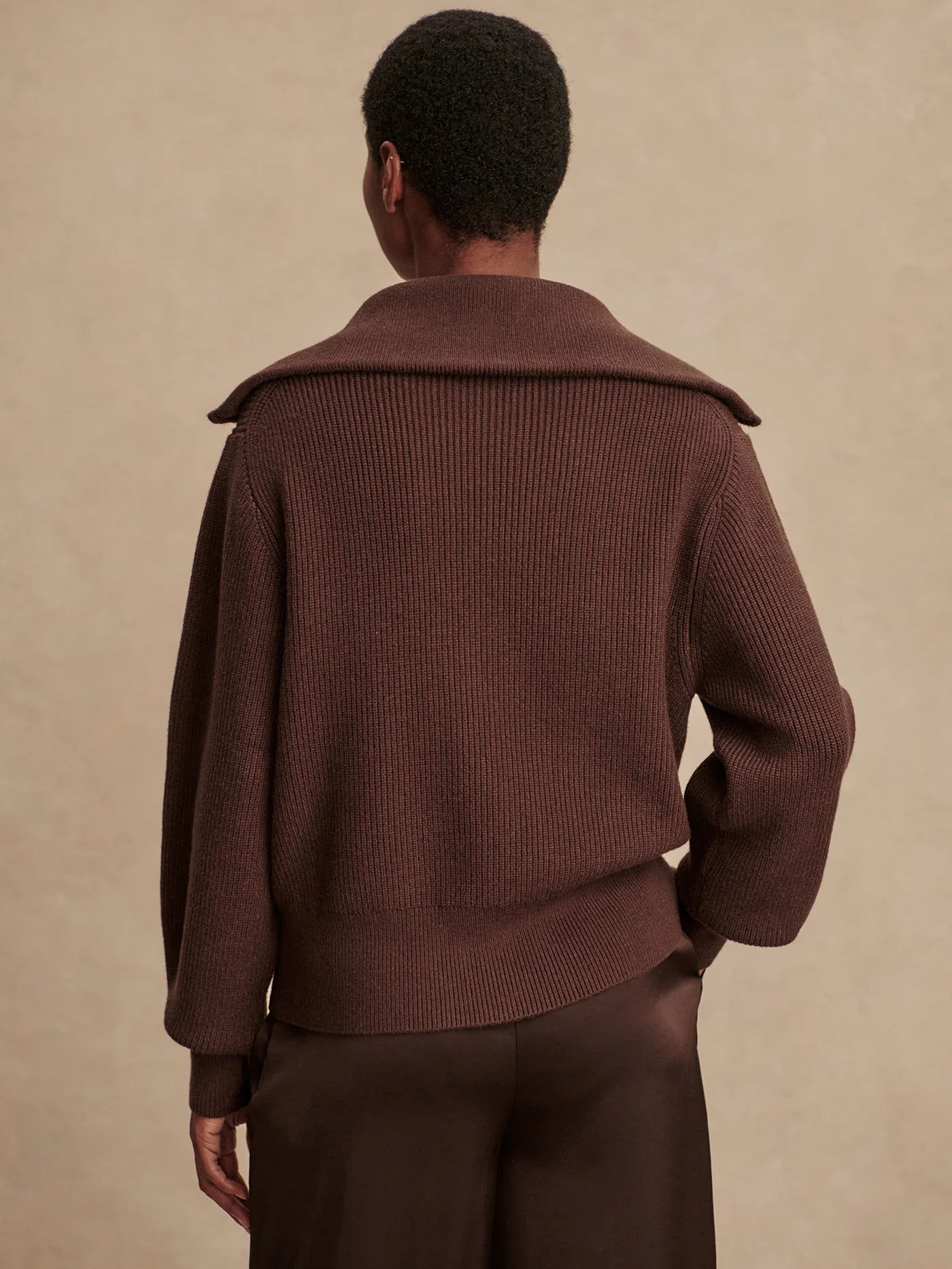 Enrico Zip-Through Knit Jacket in Coffee Bean