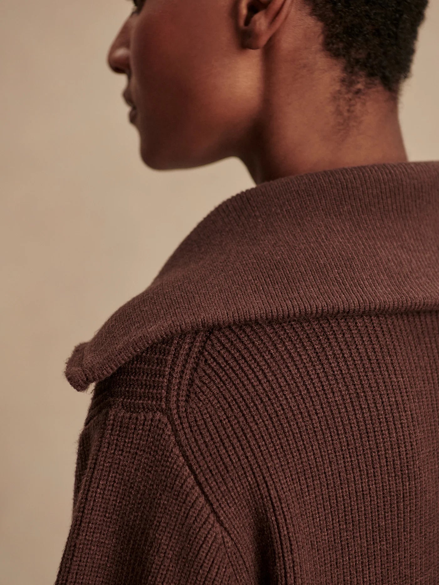 Enrico Zip-Through Knit Jacket in Coffee Bean