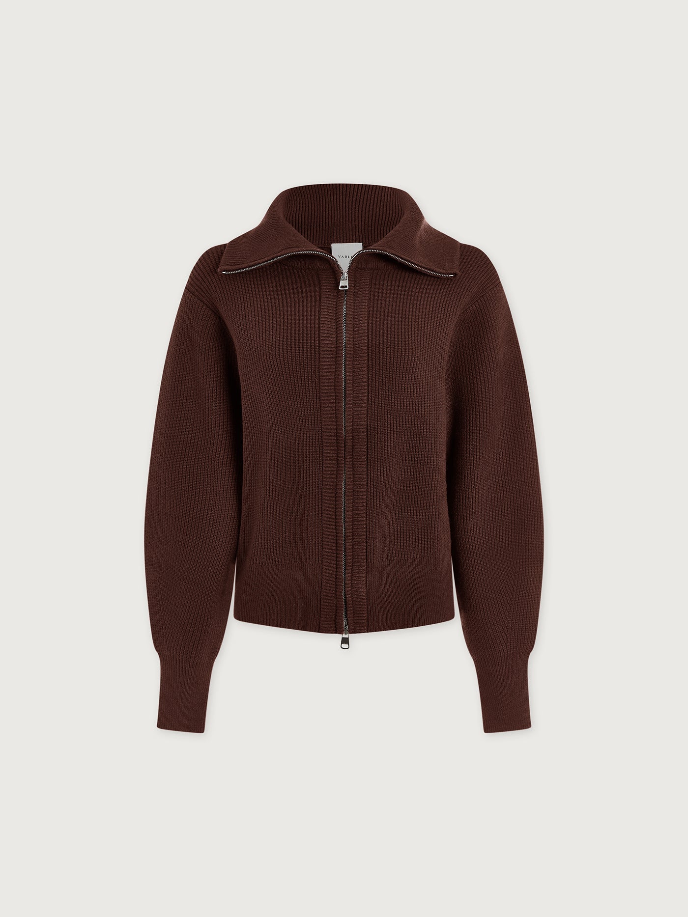 Enrico Zip-Through Knit Jacket in Coffee Bean