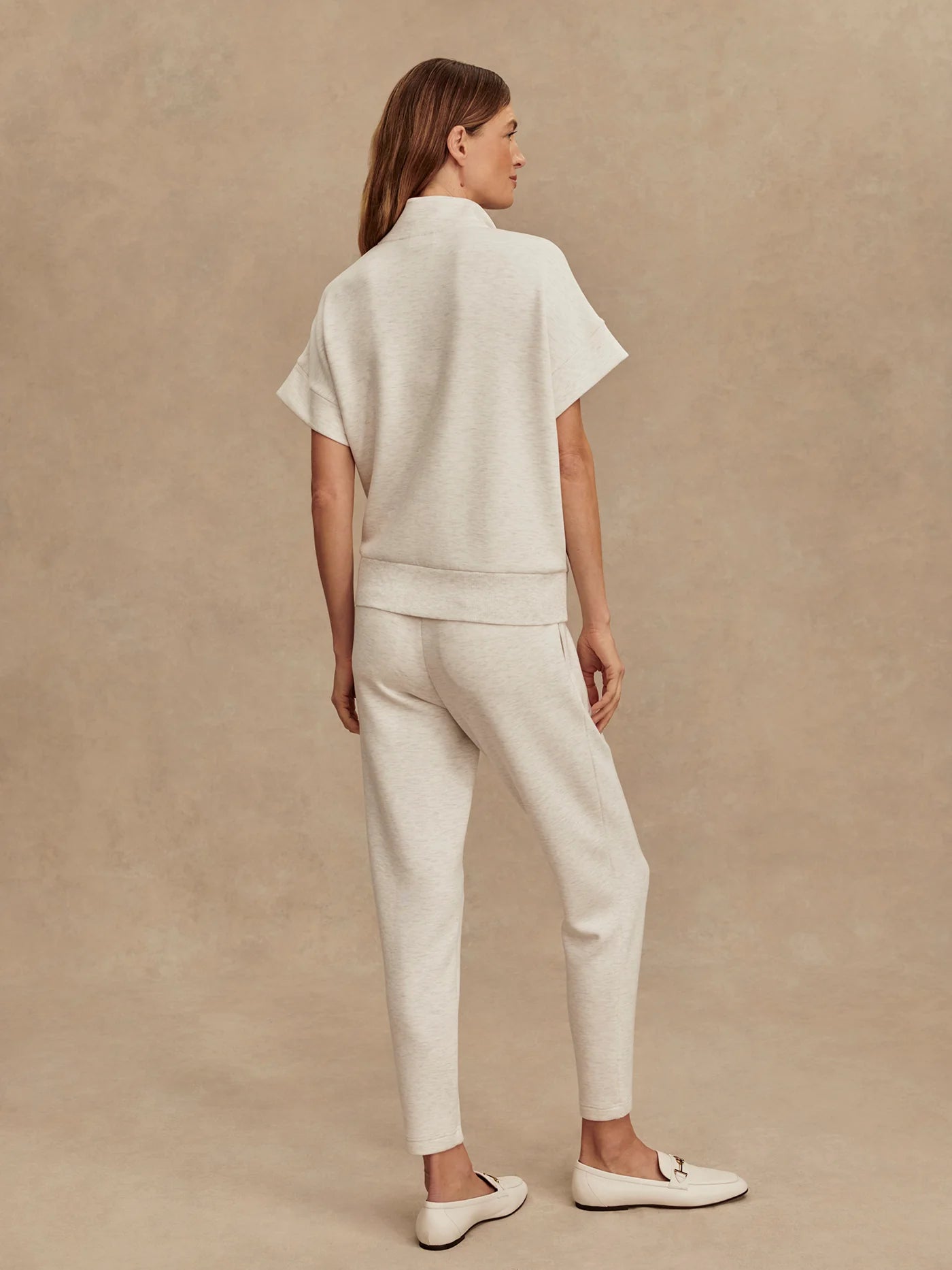 Ritchie Short Sleeve Sweatshirt in Ivory Marl