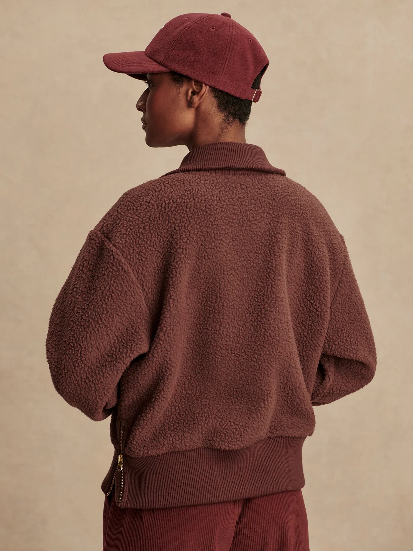 Roselle Half- Zip Fleece in Deep Mahogany