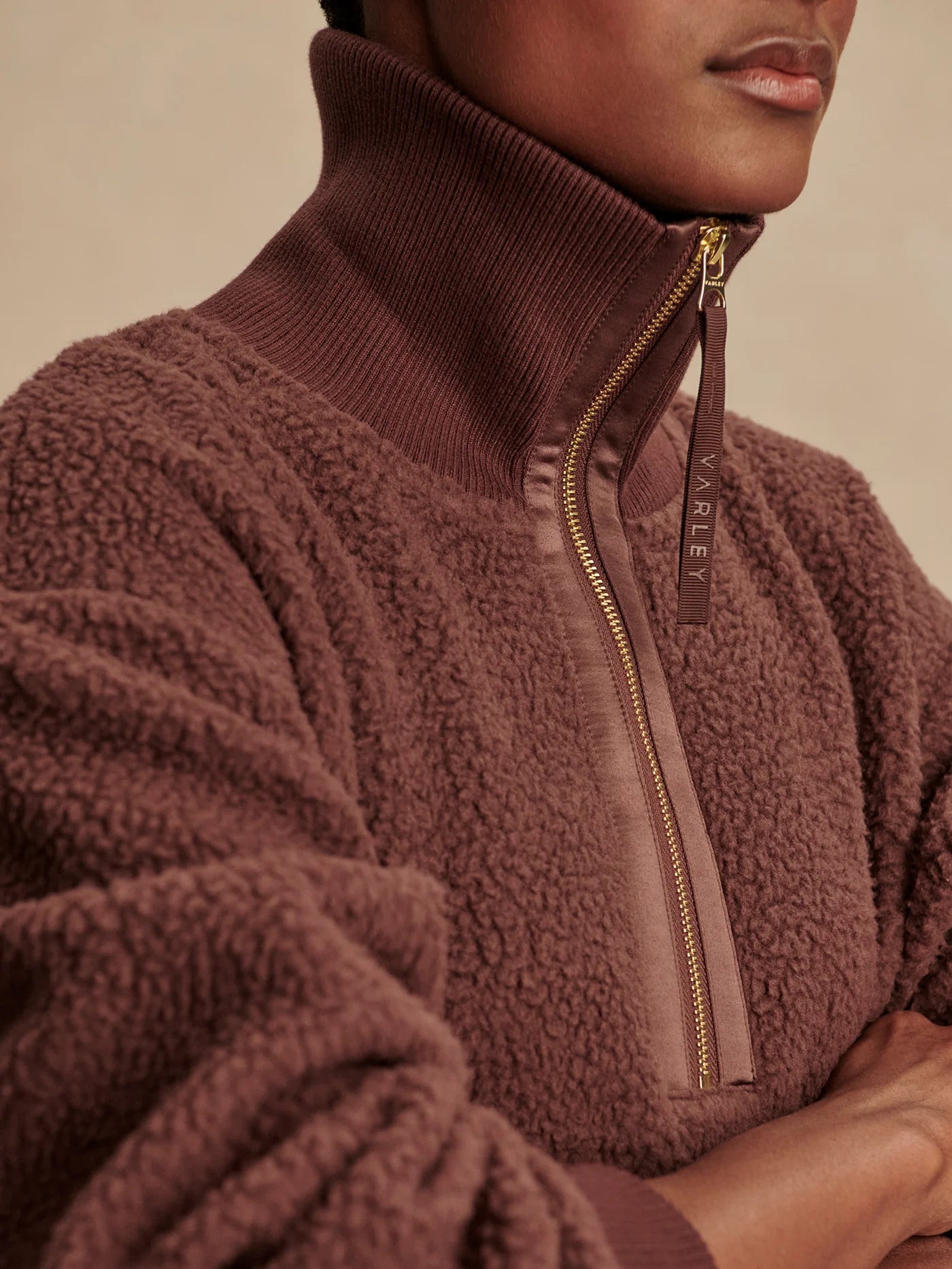 Roselle Half- Zip Fleece in Deep Mahogany