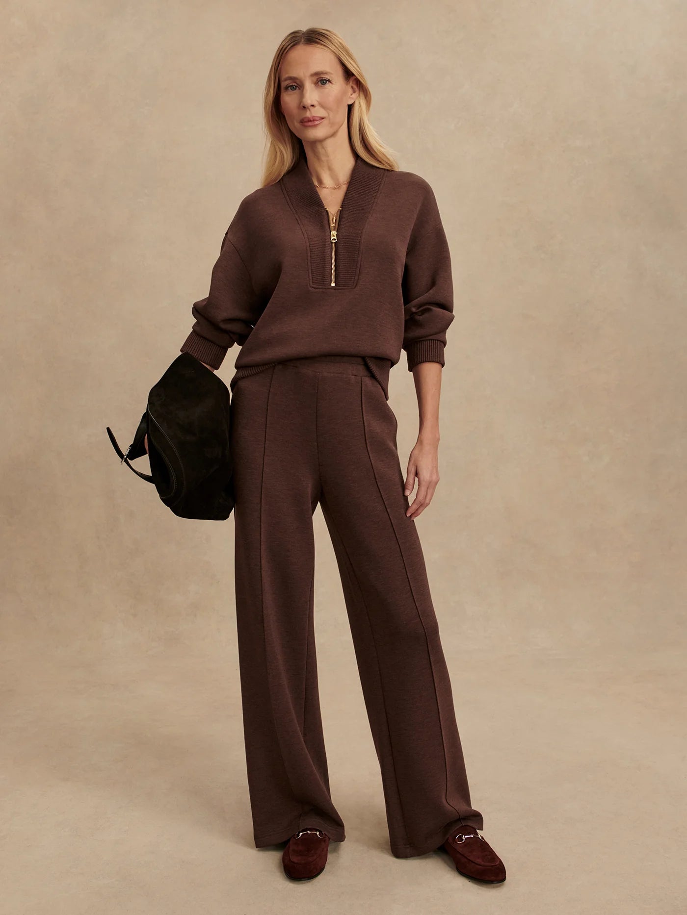 Sally Half Zip Sweatshirt in Coffee Bean Marl