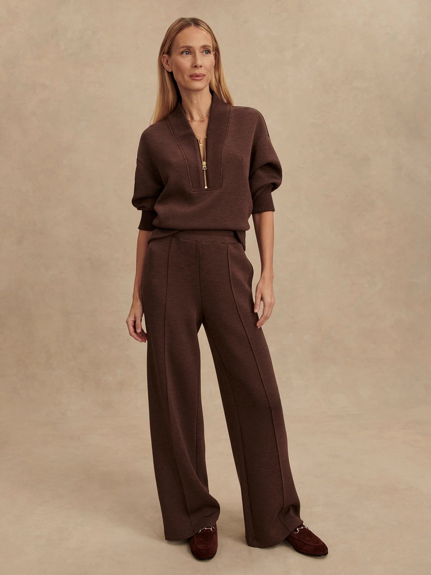 The Wide Leg Pant 30" in Coffee Bean Marl
