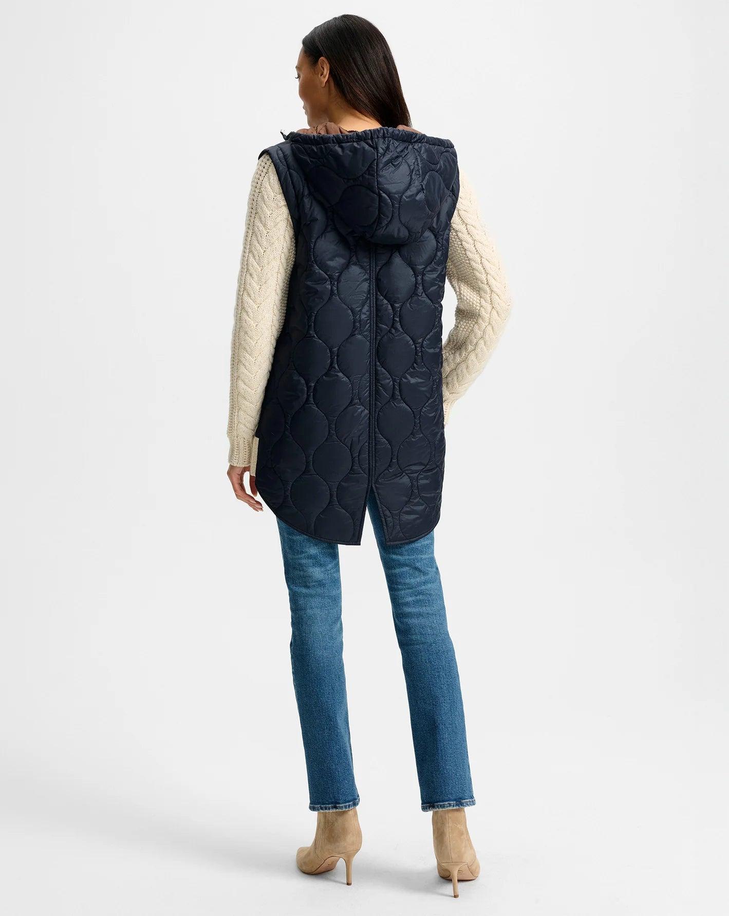 Barrows Mixed Media Jacket in Navy/Heathered Sand