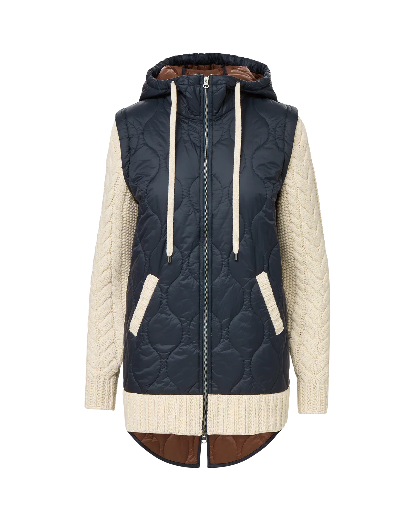 Barrows Mixed Media Jacket in Navy/Heathered Sand