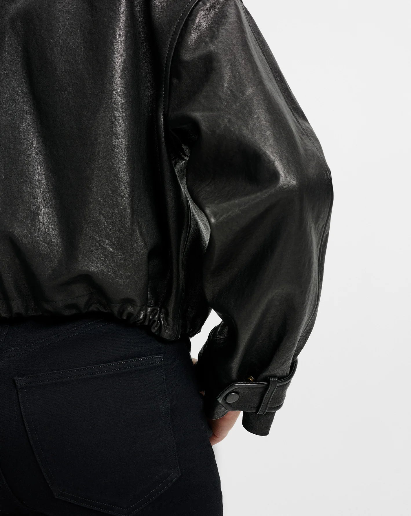 Bateman Cropped Leather Jacket in Black