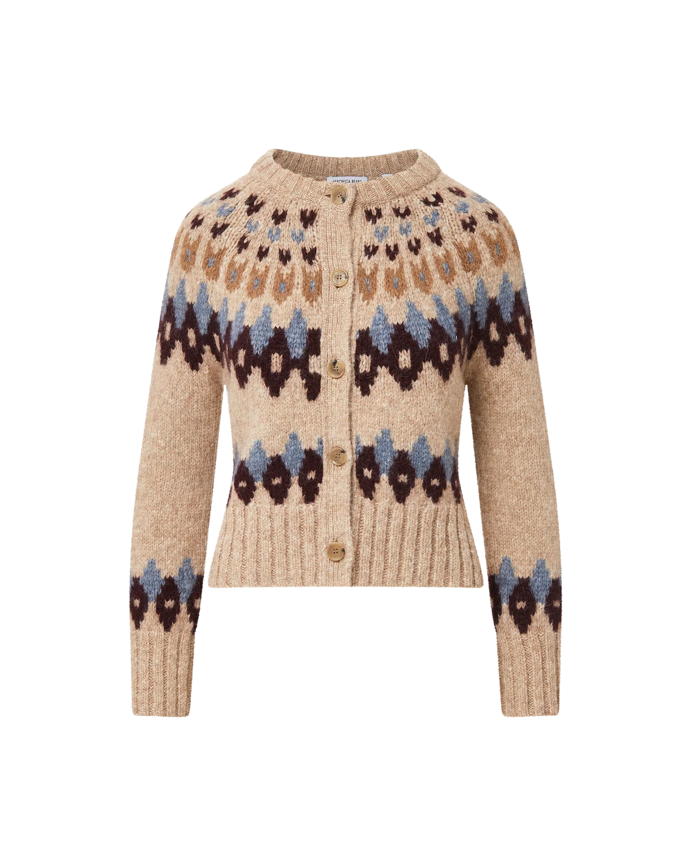 Christina Fairisle Cardigan in Oatmeal Melange Multi