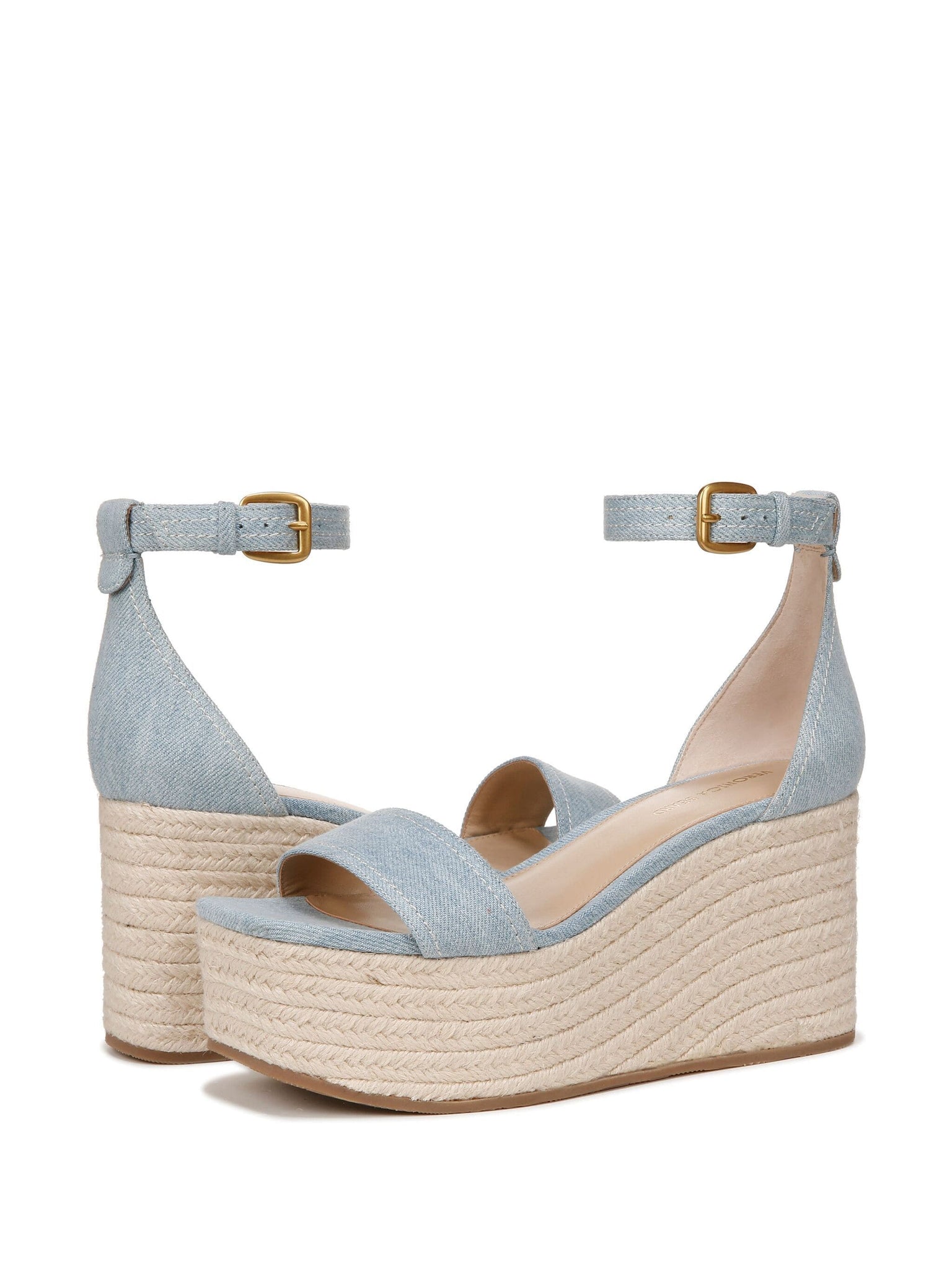 Gianna Raffia Wedge Sandal in Denim
