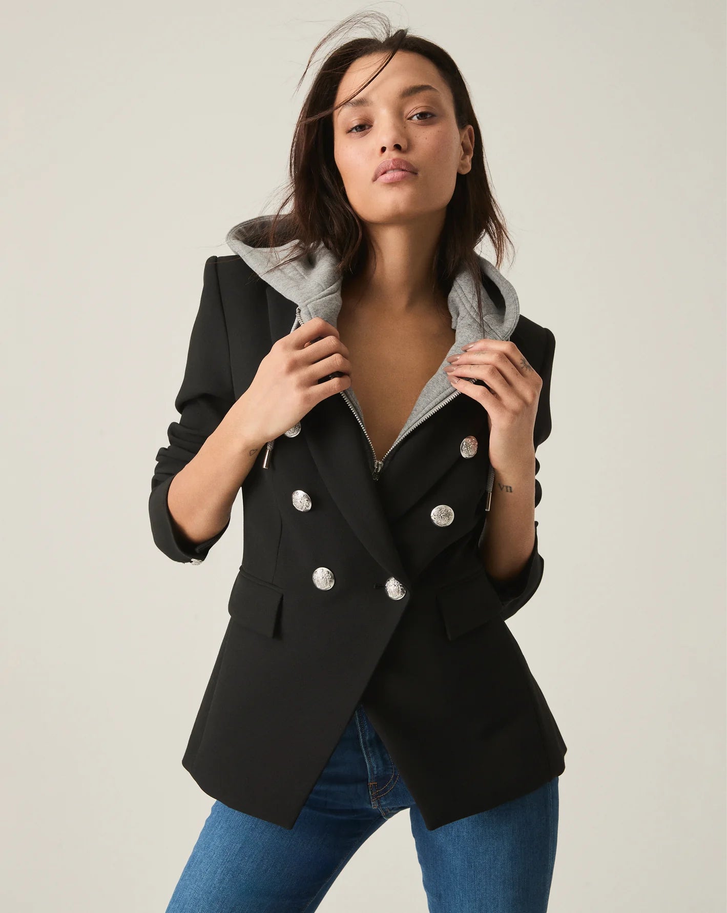 Miller Dickey Jacket in Black Silver Buttons