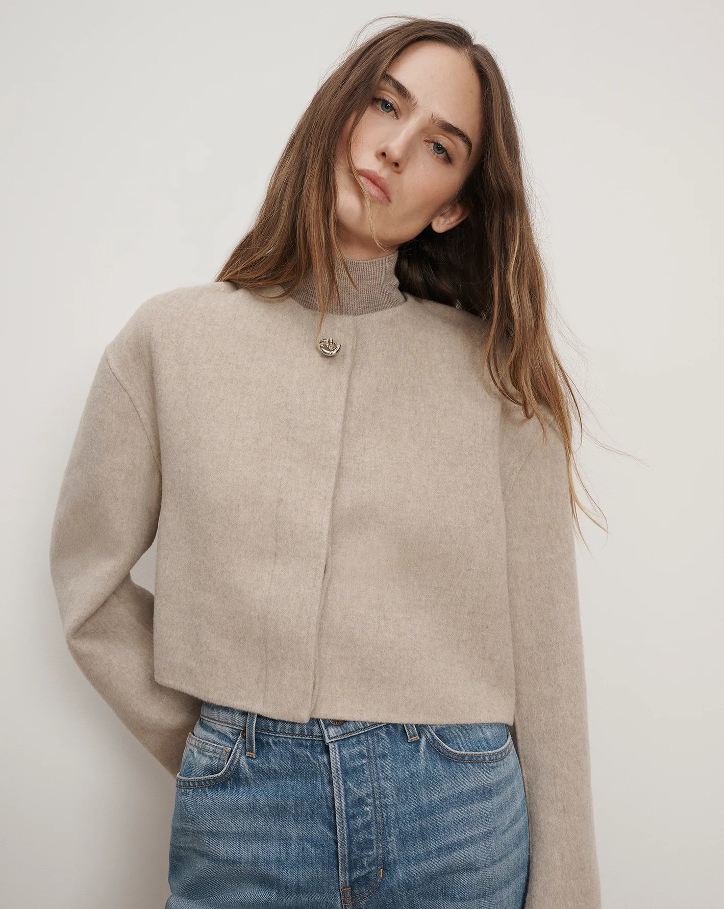 Philips Cropped Jacket in Oatmeal Melange