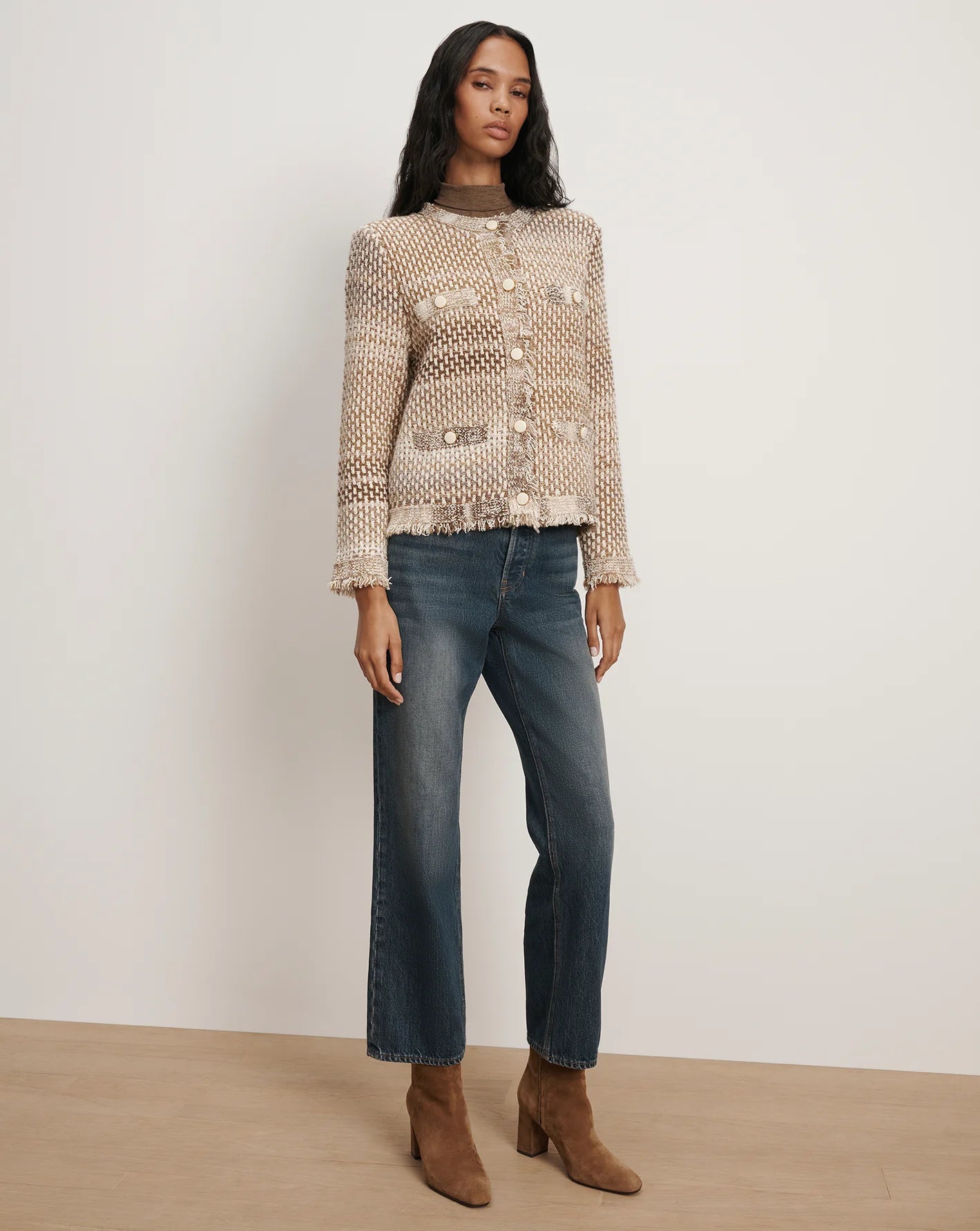 Sariyah Knit Jacket in Desert Khaki Multi