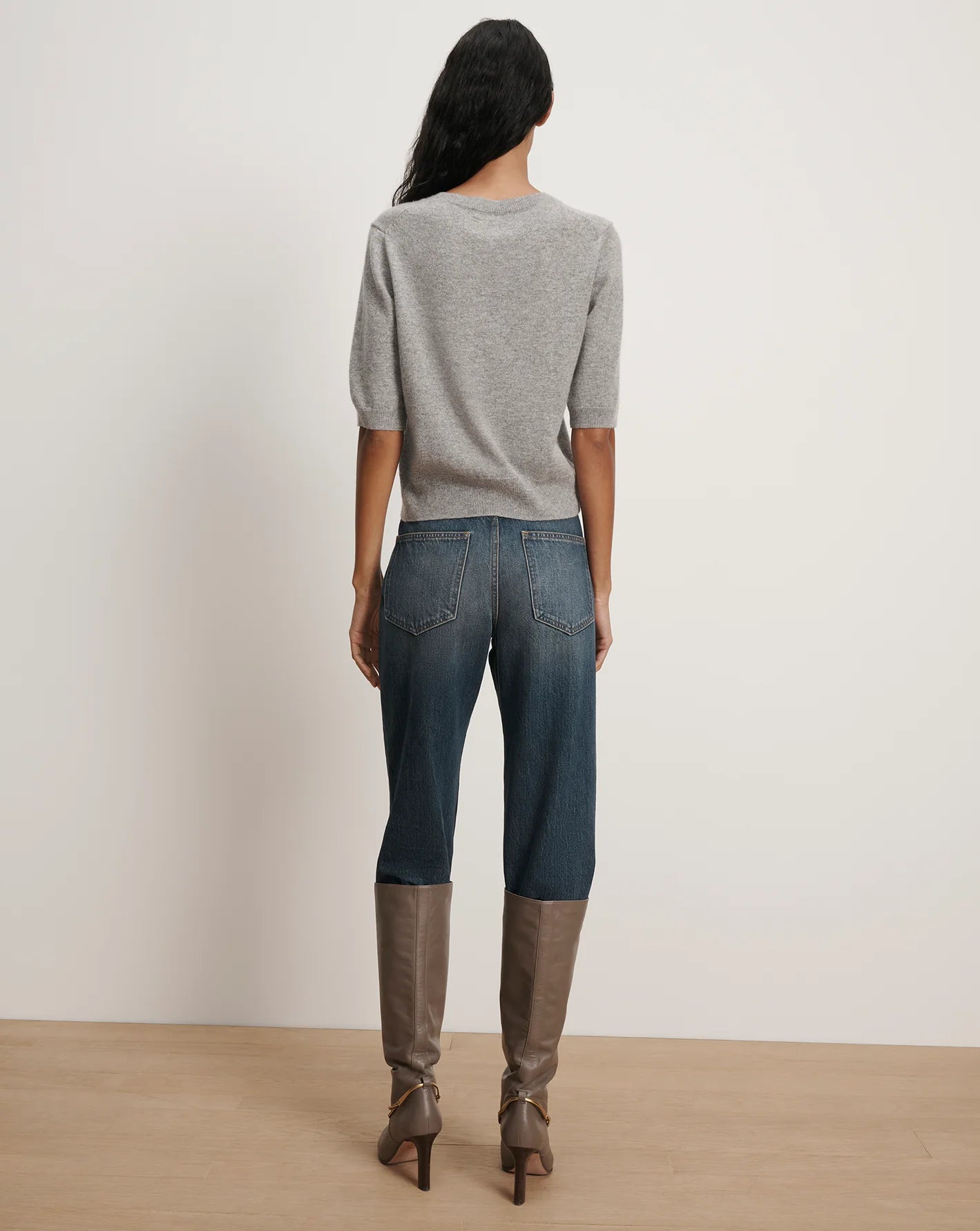 Shana Cashmere Sweater in Heather Grey