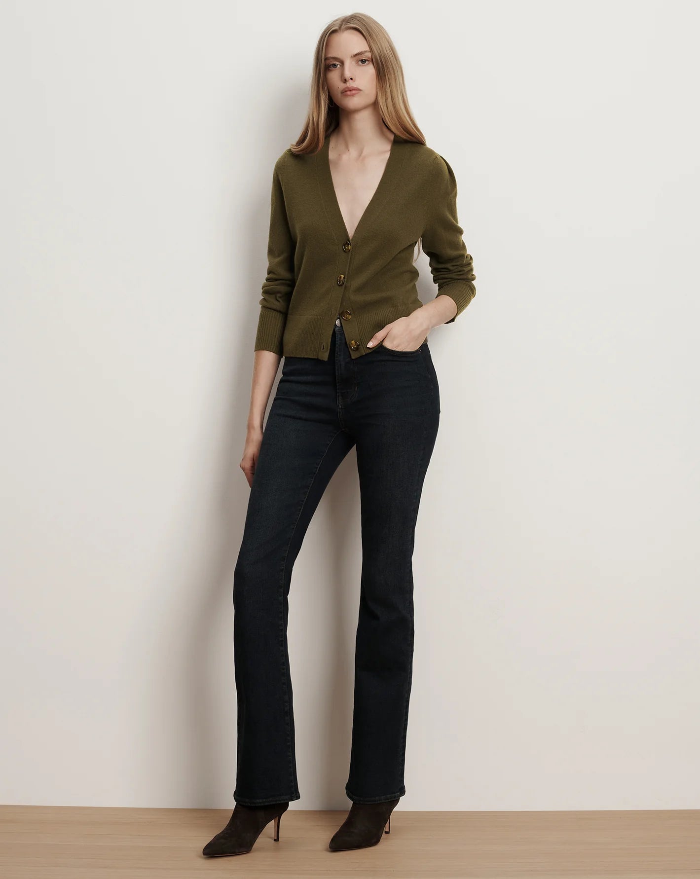 Solene Cashmere Cardigan in Cypress