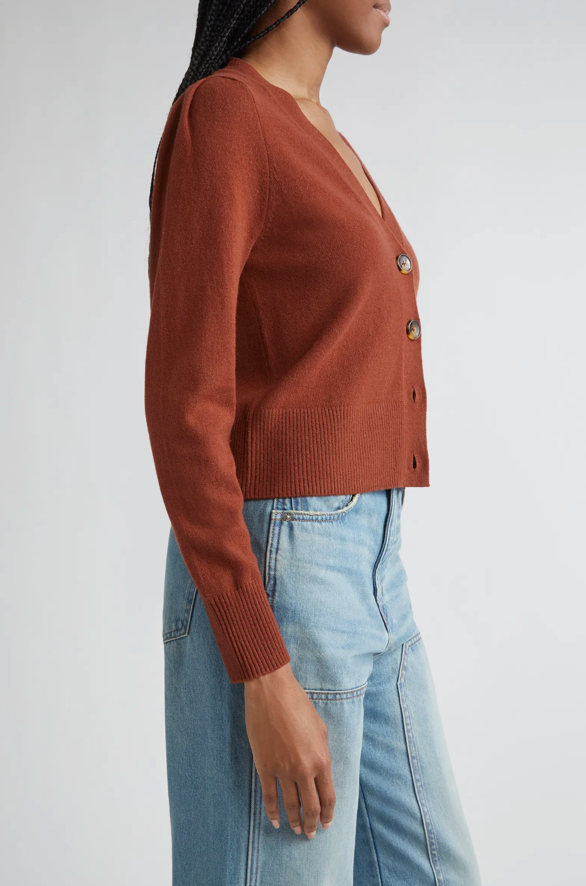 Solene Cashmere Cardigan in Orange Brandy