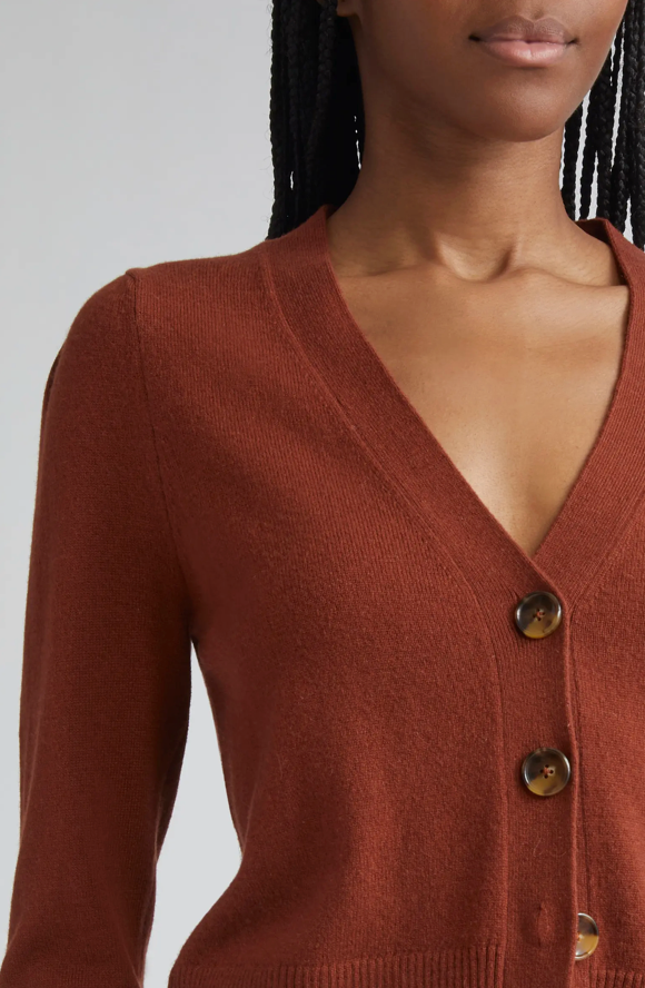 Solene Cashmere Cardigan in Orange Brandy