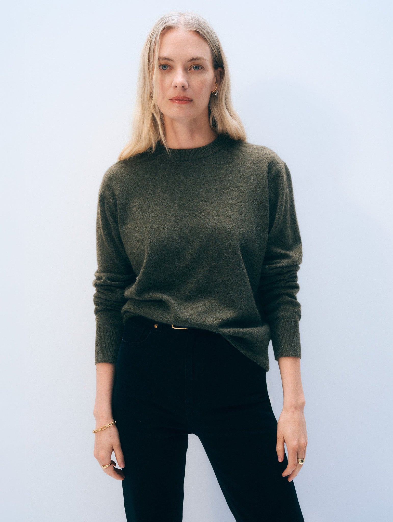 Cashmere Crewneck in Thyme Heather