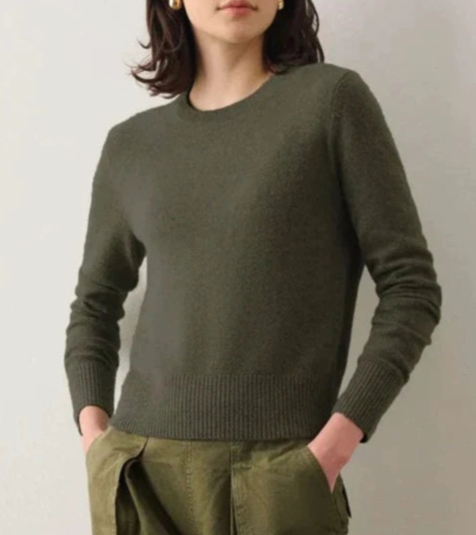 Cashmere Crewneck in Thyme Heather