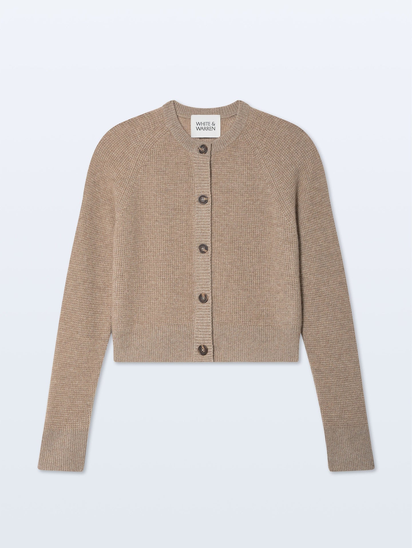 Cashmere Waffle Cardigan in Dark Umber