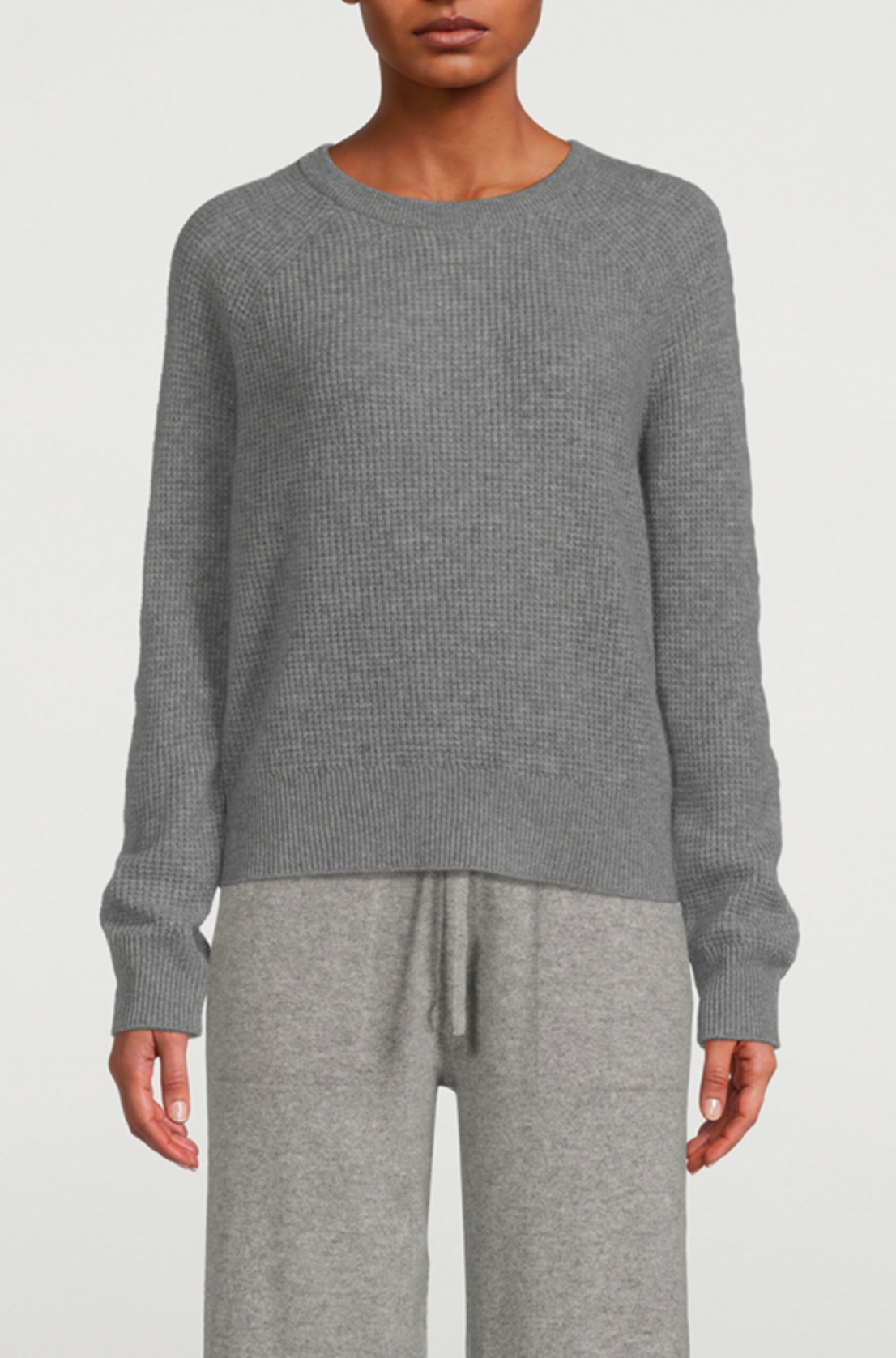 Cashmere Waffle Sweatshirt in Grey Heather